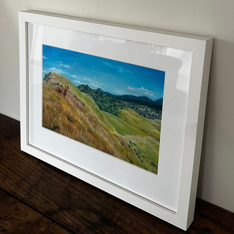 'Paws on the Peak' framed original by Annabelle Stokes